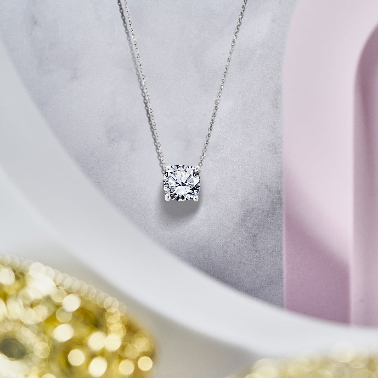 1 Carat Moissanite Prong Setting Solitaire Slide Necklace