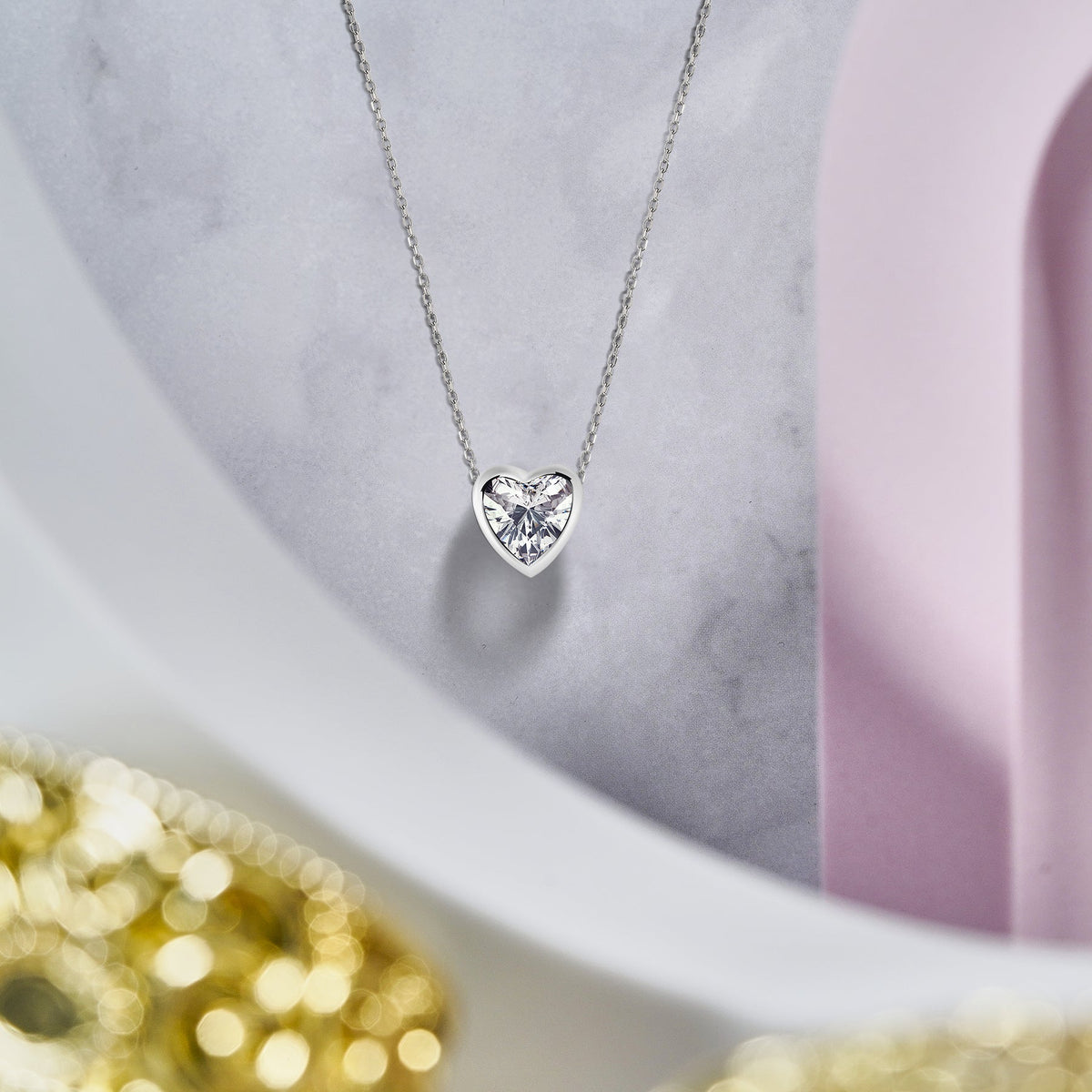 1 Carat Moissanite Bezel Set Slider Necklace