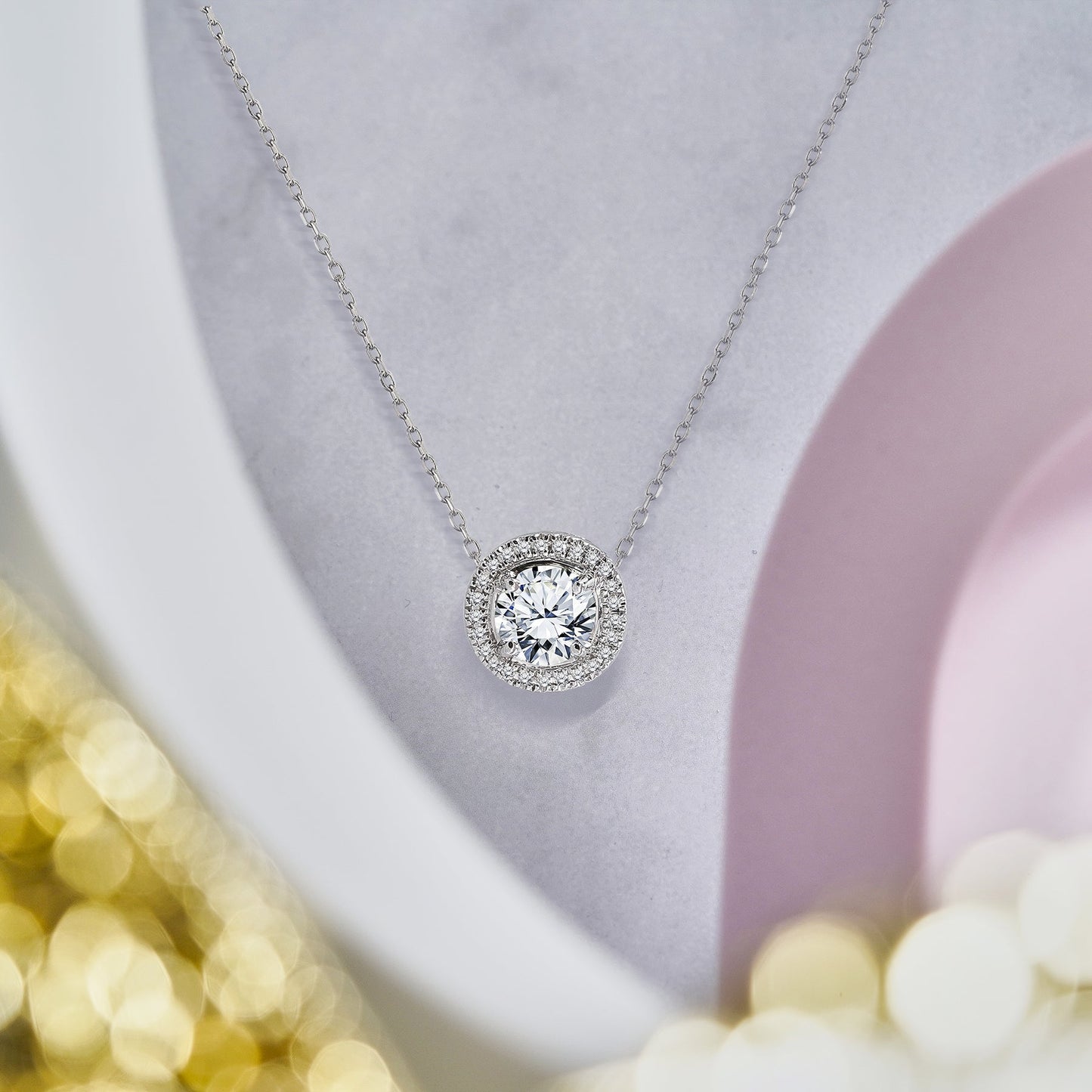 1 TCW Moissanite - Halo - Slider Necklace