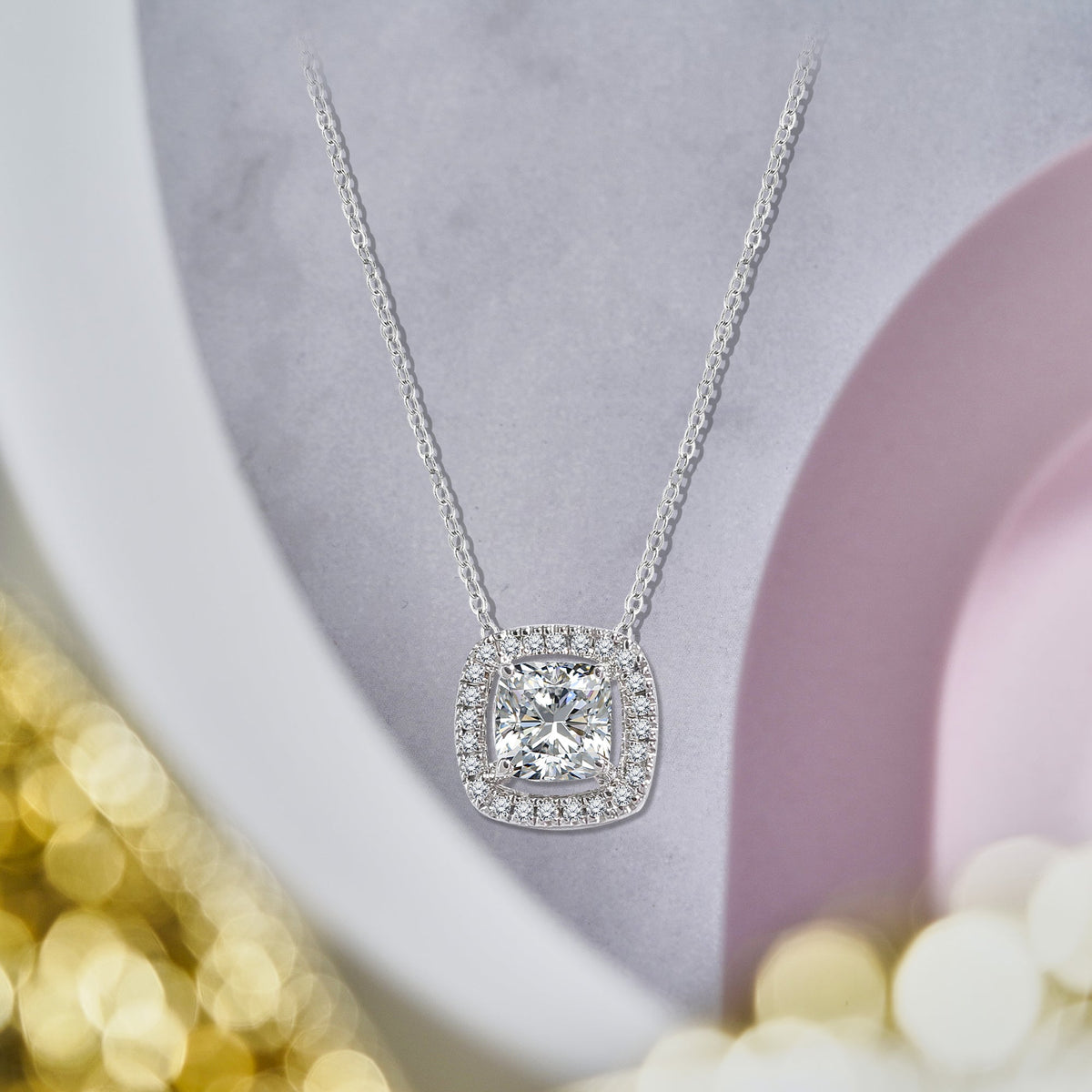 1 TCW Moissanite - Halo - Slider Necklace