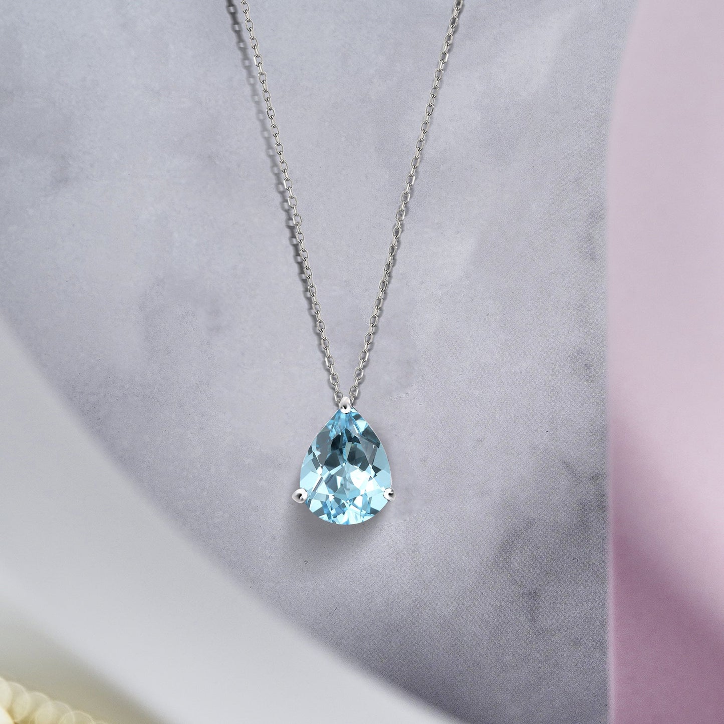 1.5 TCW Pear Shaped Birthstone Prongs Solitaire Slider Necklace