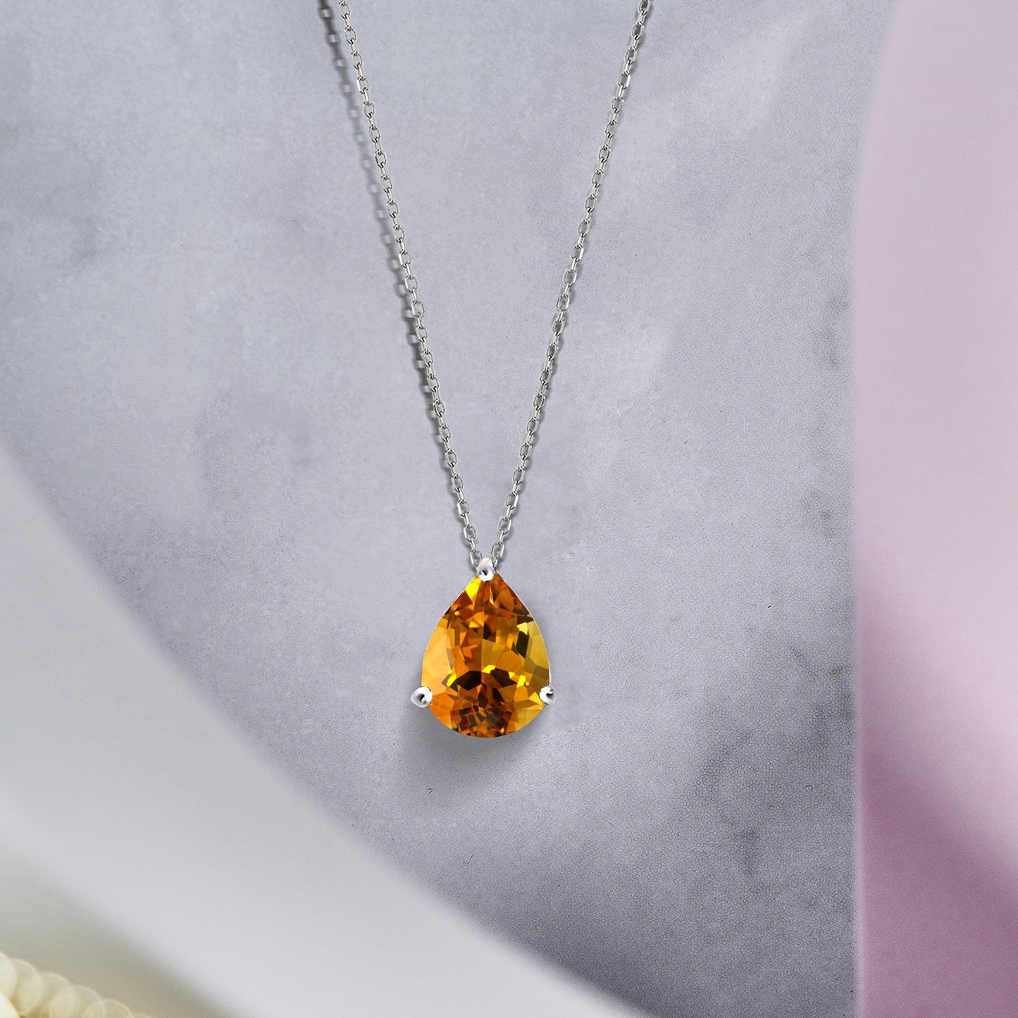 1.5 TCW Pear Shaped Birthstone Prongs Solitaire Slider Necklace
