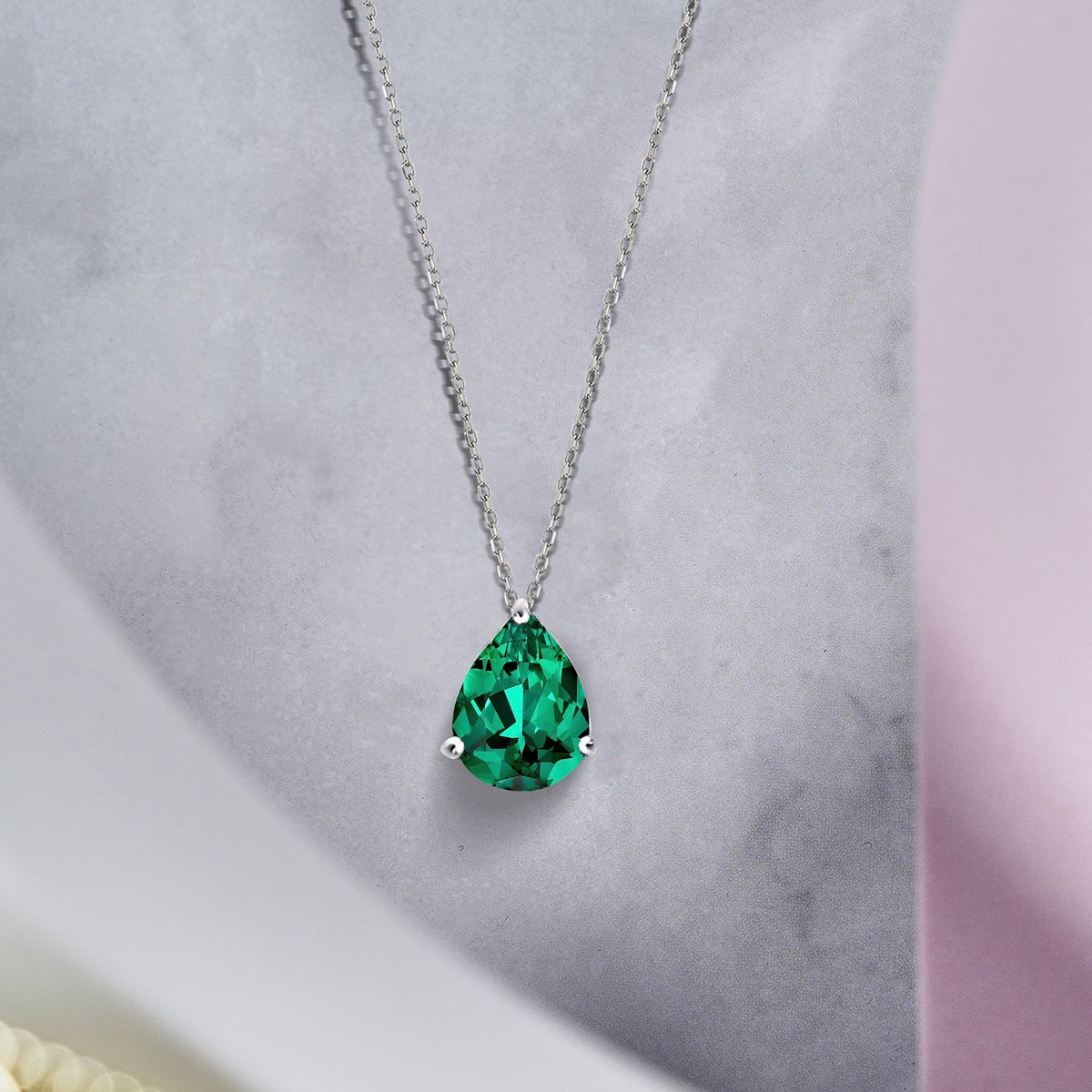 1.5 TCW Pear Shaped Birthstone Prongs Solitaire Slider Necklace