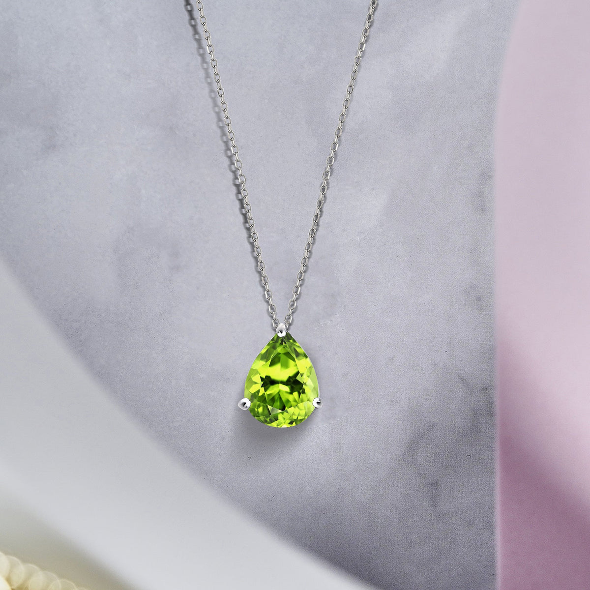 1.5 TCW Pear Shaped Birthstone Prongs Solitaire Slider Necklace