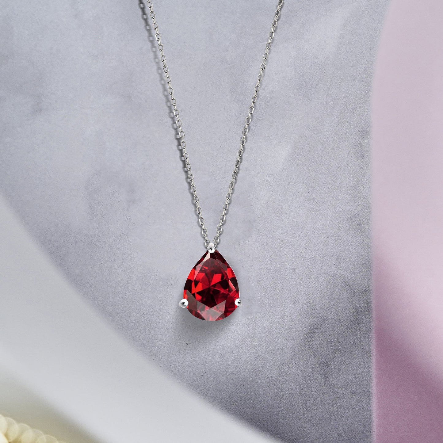 1.5 TCW Pear Shaped Birthstone Prongs Solitaire Slider Necklace