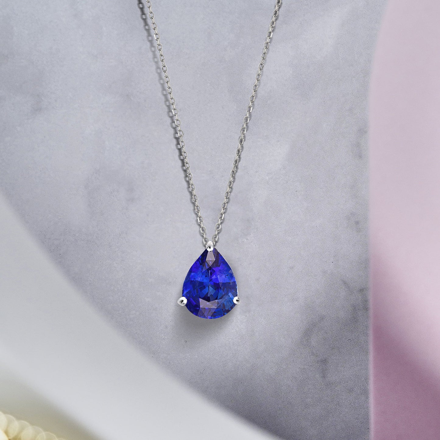 1.5 TCW Pear Shaped Birthstone Prongs Solitaire Slider Necklace