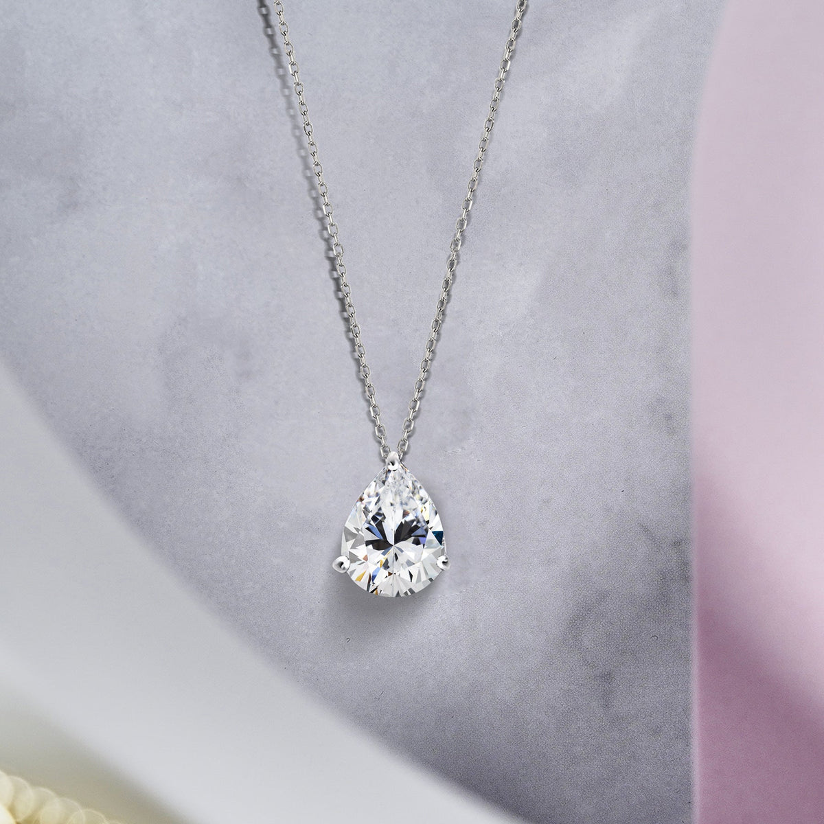 1.5 TCW Pear Shaped Birthstone Prongs Solitaire Slider Necklace