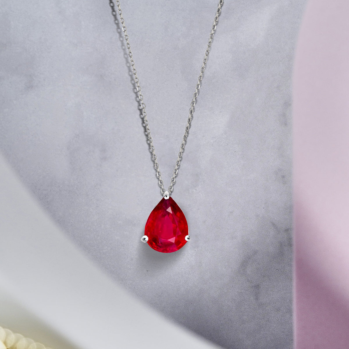 1.5 TCW Pear Shaped Birthstone Prongs Solitaire Slider Necklace