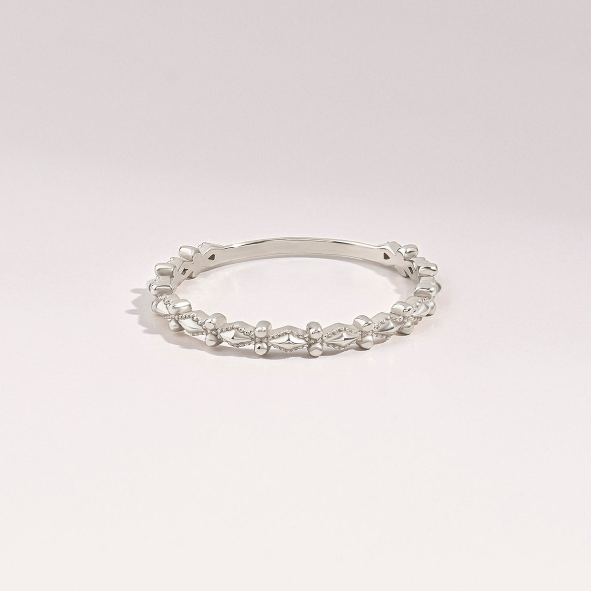 Dainty Milgrain Wedding Ring 14k Gold – Art Deco Minimalist Band, Handmade Stackable Jewelry