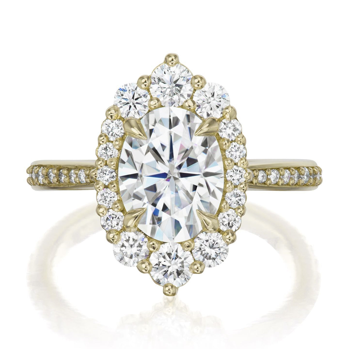 ・SOFIA・Oval Moissanite Center, Diamond Halo (2.65ctw+)