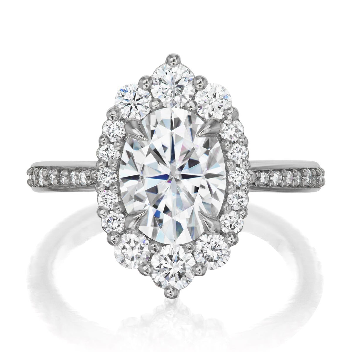 ・SOFIA・Oval Moissanite Center, Diamond Halo (2.65ctw+)