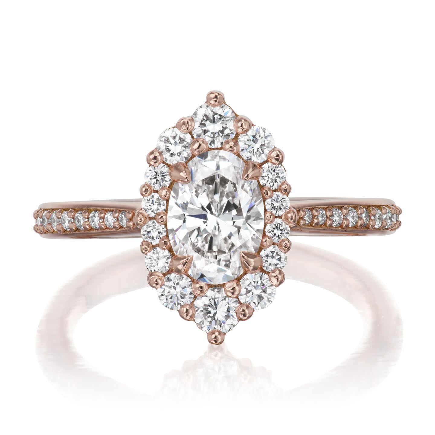 ・SOFIA・Oval Moissanite Center, Diamond Halo (1.25ctw+)