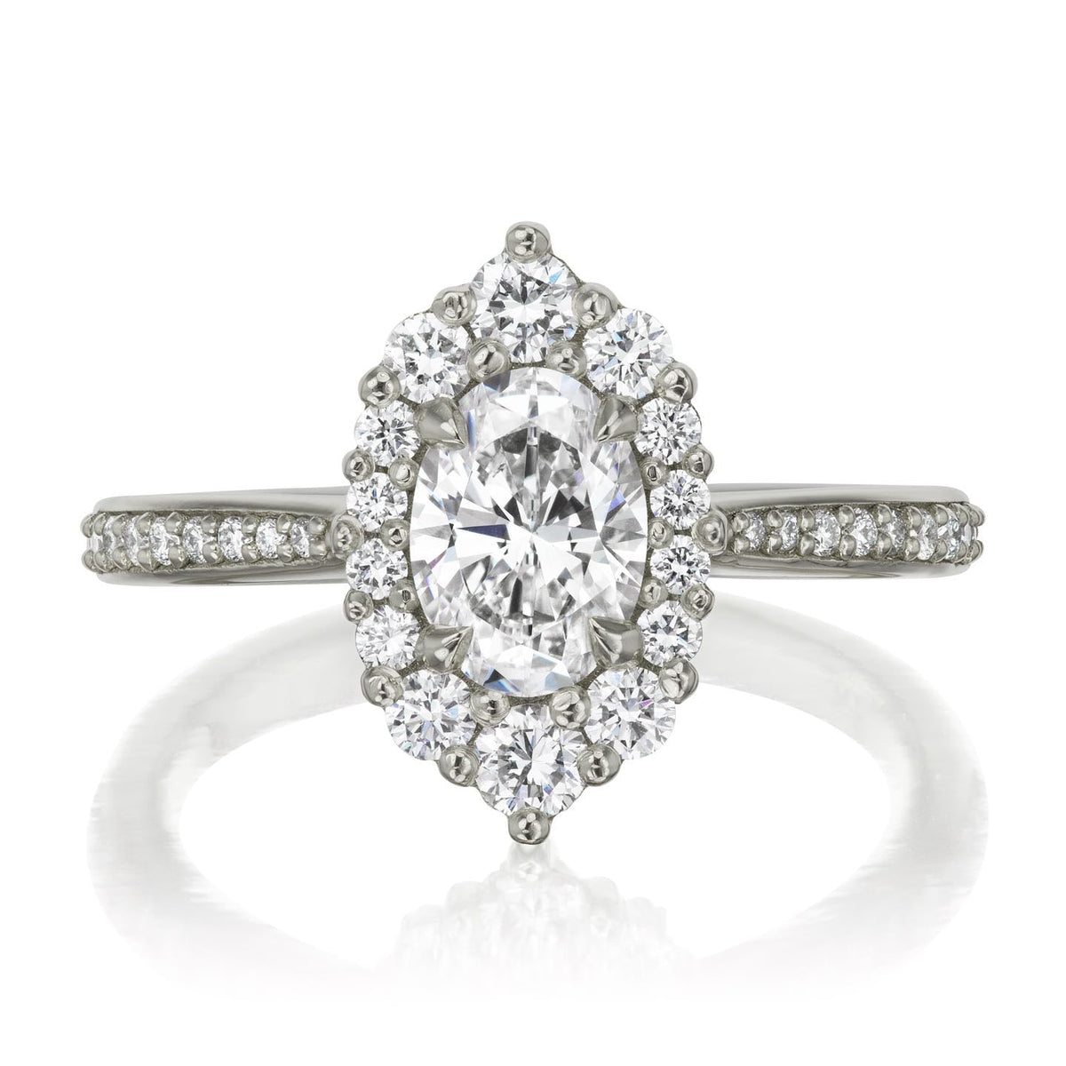 ・SOFIA・Oval Moissanite Center, Diamond Halo (1.25ctw+)