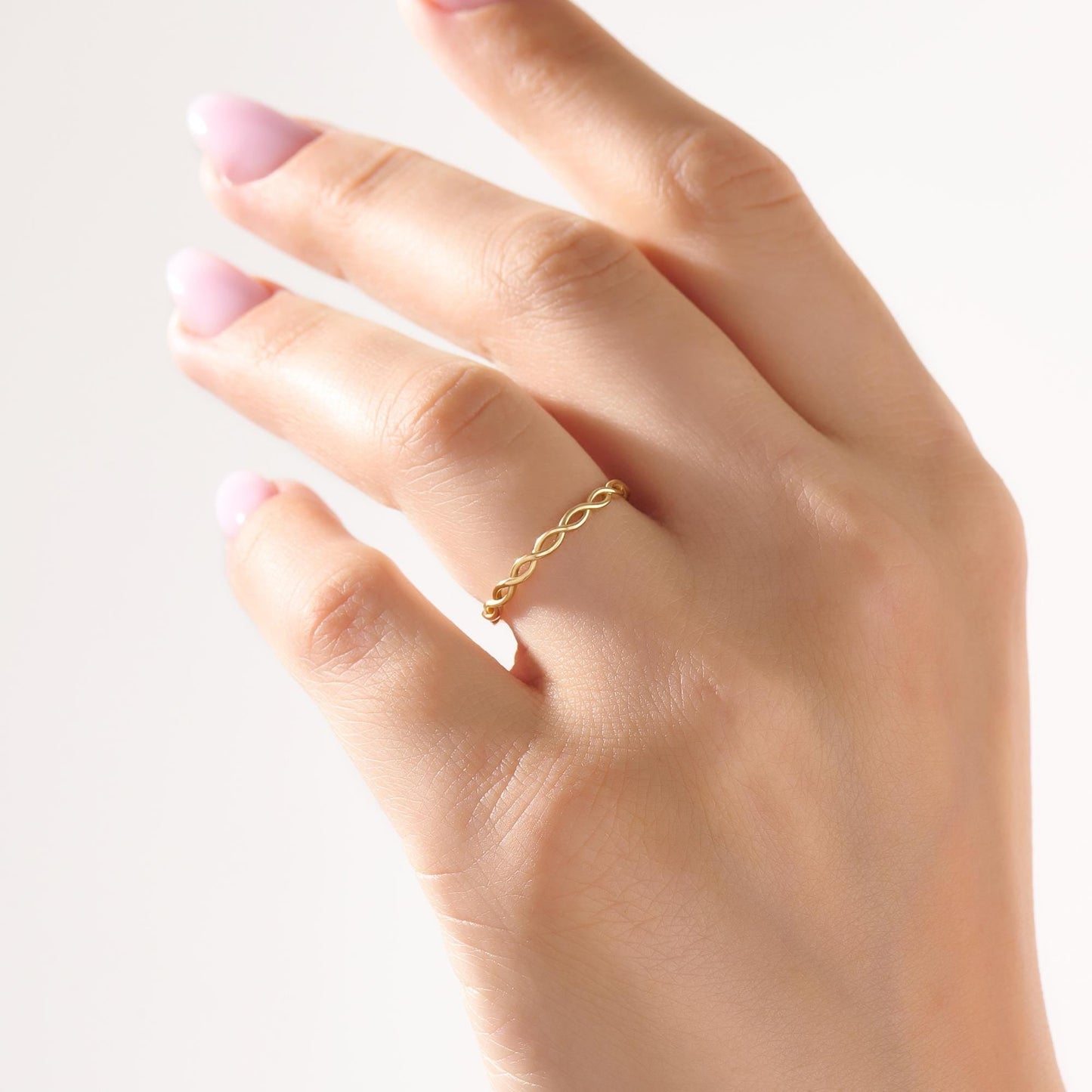 Minimalist Twist Ring 14K Gold – Women’s Dainty All-Finger Stacking Band