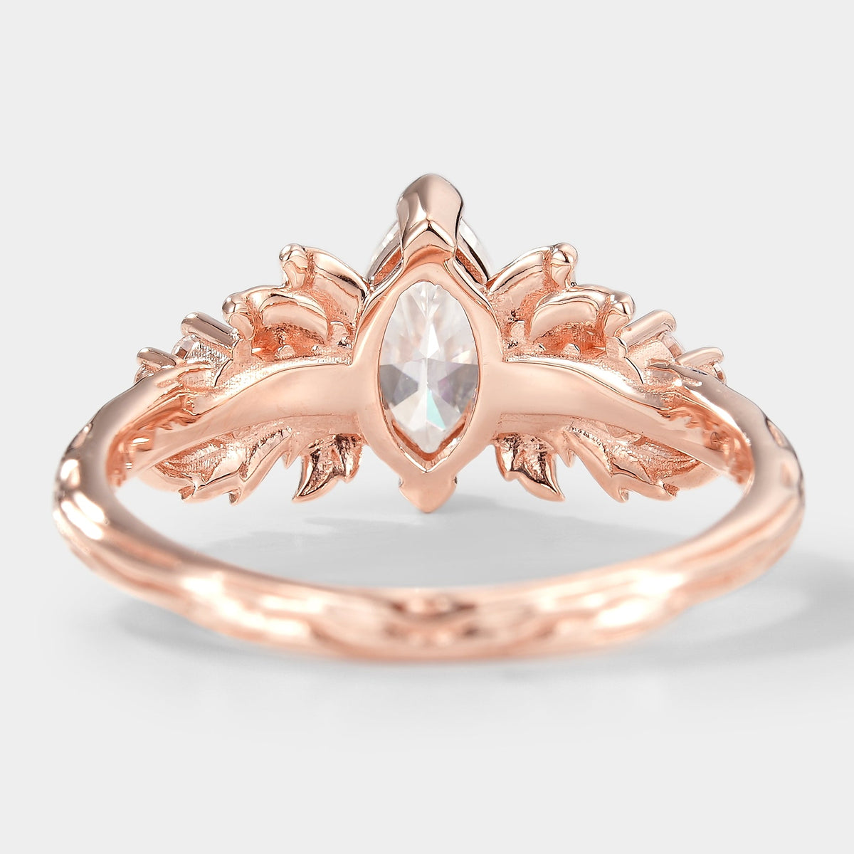 Marquise Cut Moissanite Leaf Engagement Ring