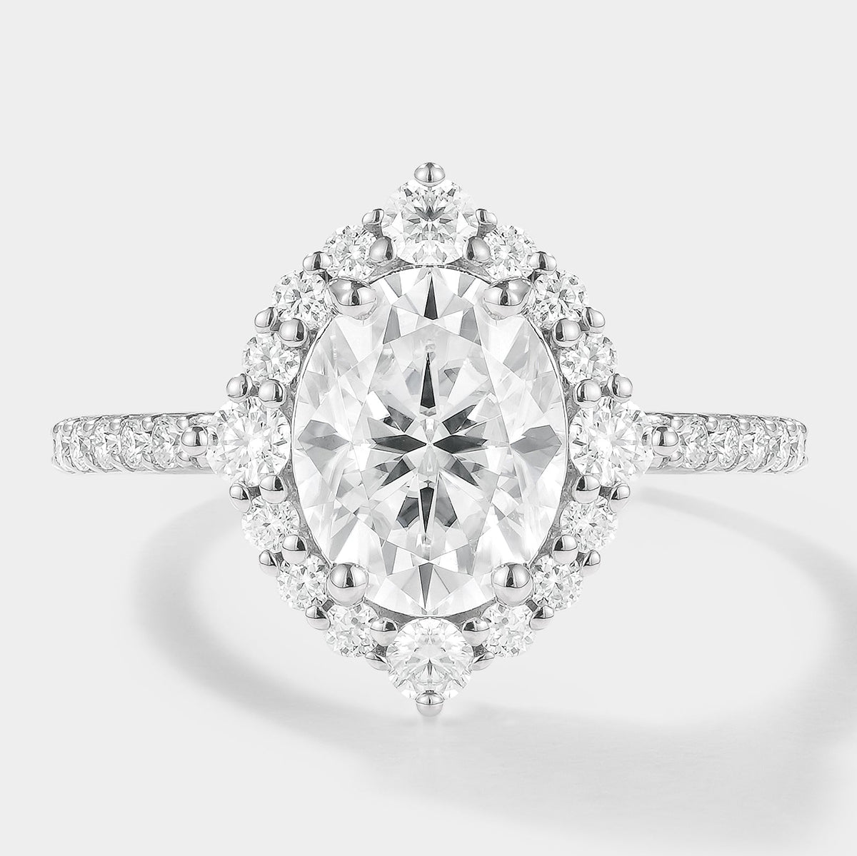 Classic Oval Cut Moissanite Halo Engagement Ring