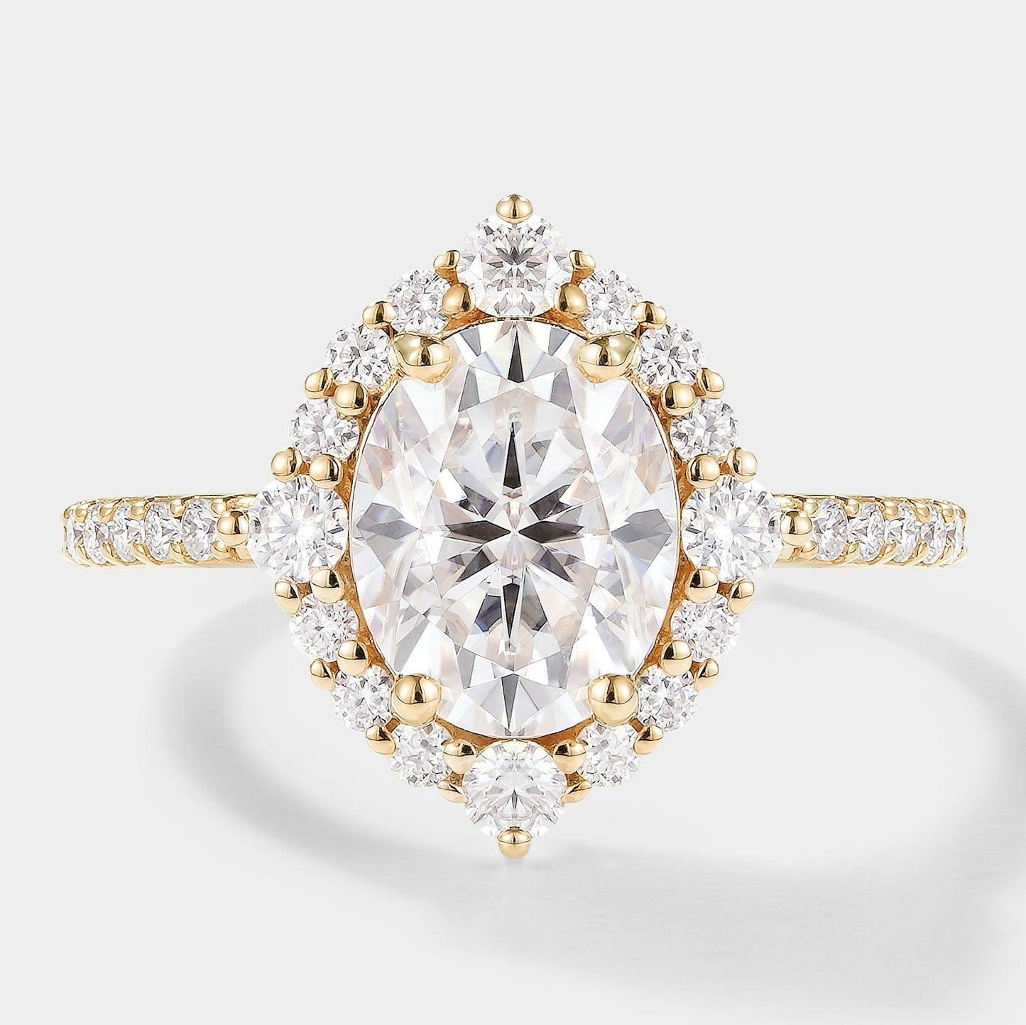 Classic Oval Cut Moissanite Halo Engagement Ring