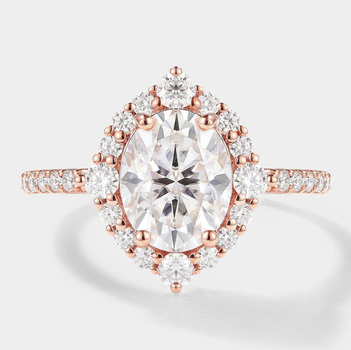 Classic Oval Cut Moissanite Halo Engagement Ring