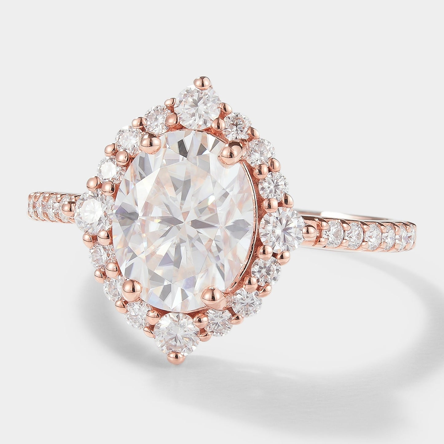 Classic Oval Cut Moissanite Halo Engagement Ring
