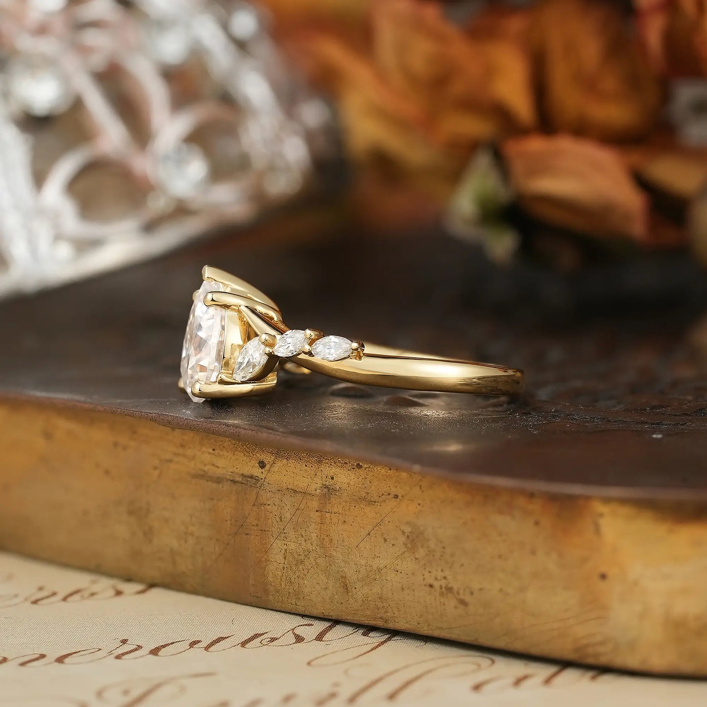 Pear Cut Moissanite Twisted Engagement Ring - Nova | GemsMagic