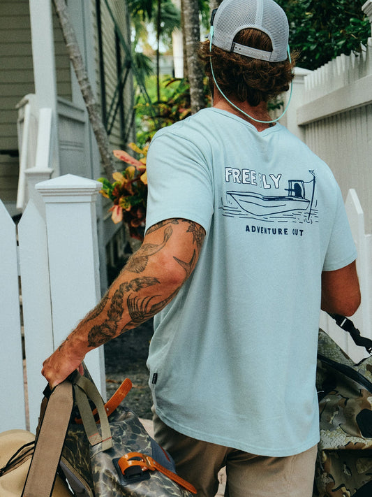 Lazy Tides Pocket Tee - Heather Ocean Mist