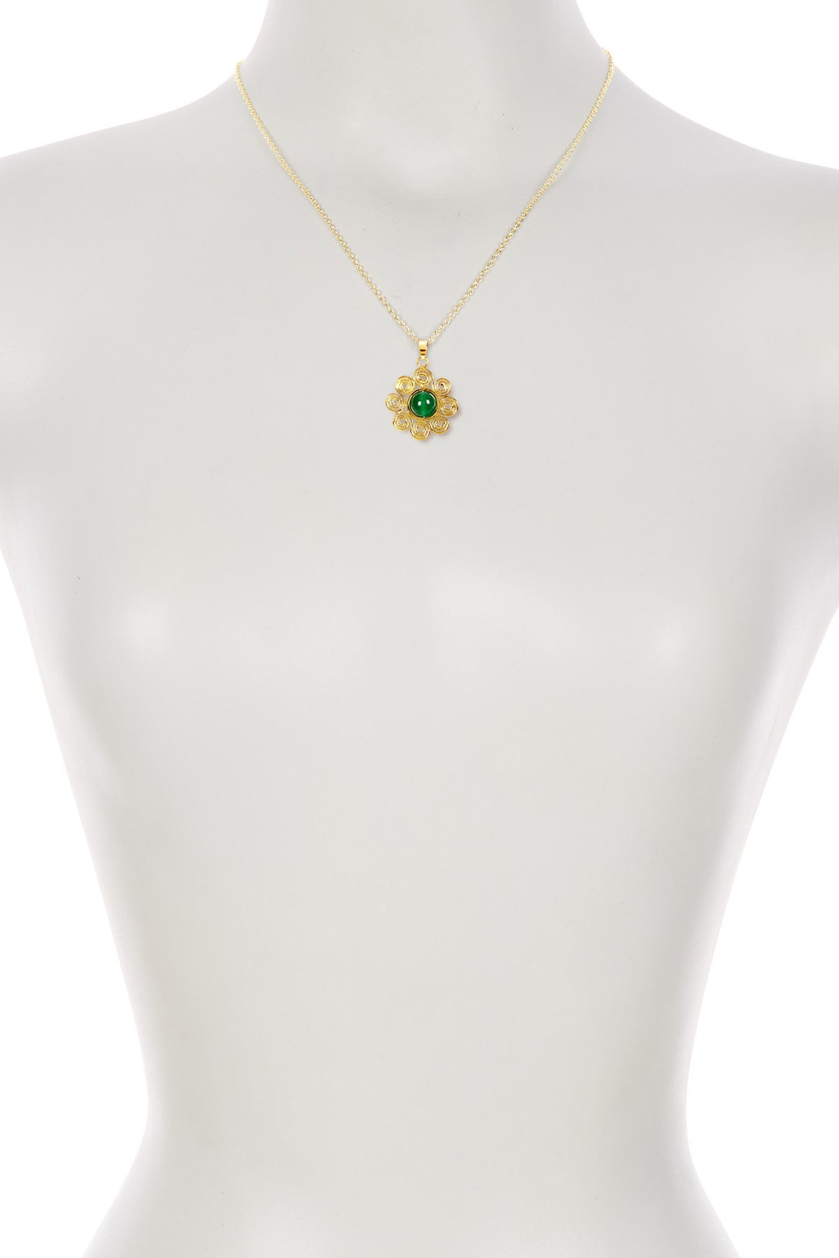 Green Agate Mayan Sun Pendant Necklace - GP