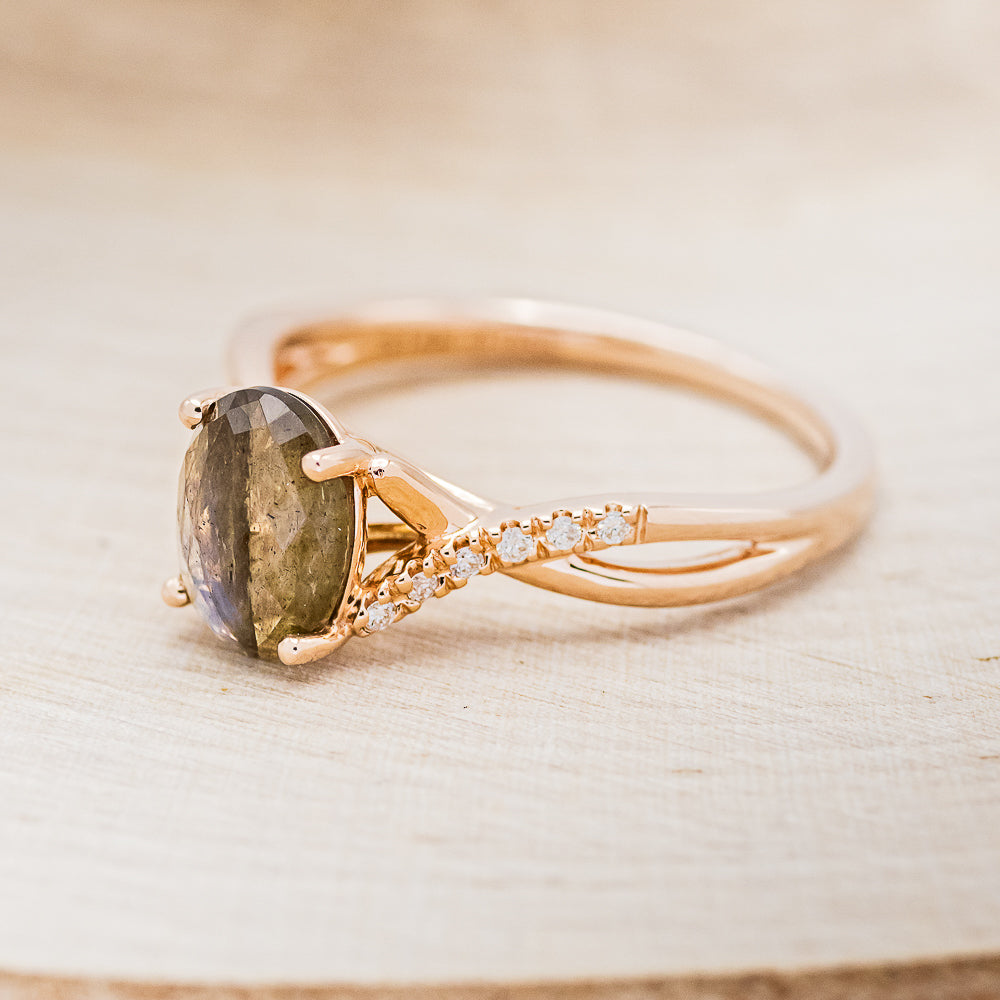 "Roslyn" - Labradorite Engagement Ring With Diamond Accents