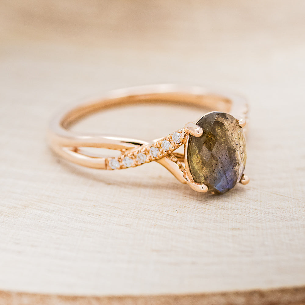 "Roslyn" - Labradorite Engagement Ring With Diamond Accents