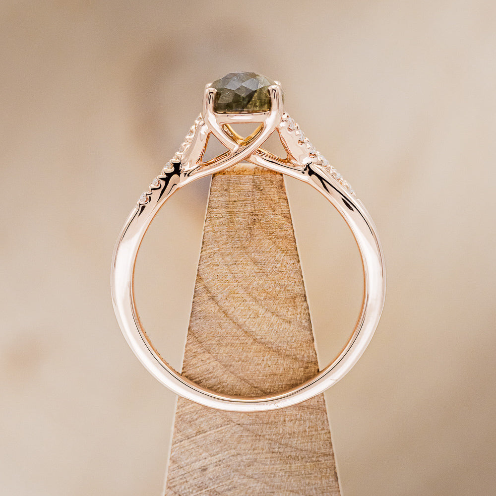 "Roslyn" - Labradorite Engagement Ring With Diamond Accents