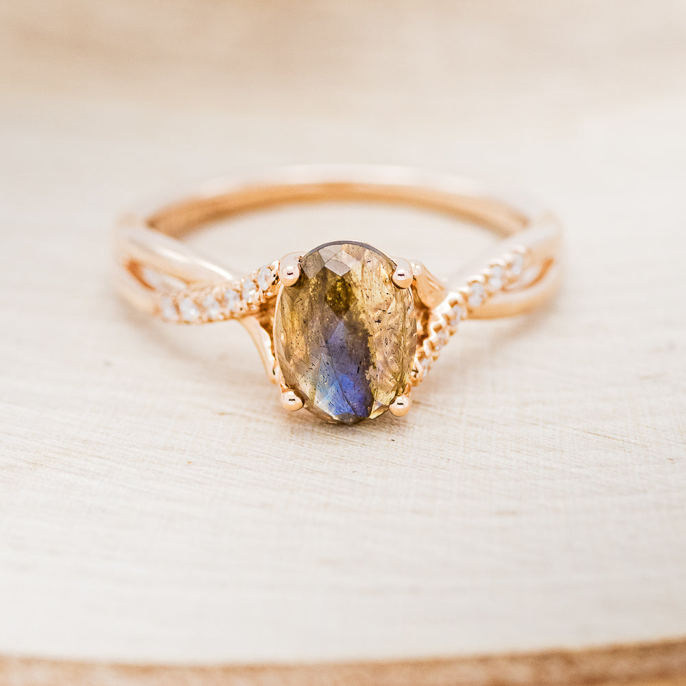 "Roslyn" - Labradorite Engagement Ring With Diamond Accents