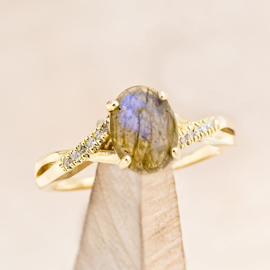 "Roslyn" - Labradorite Engagement Ring With Diamond Accents