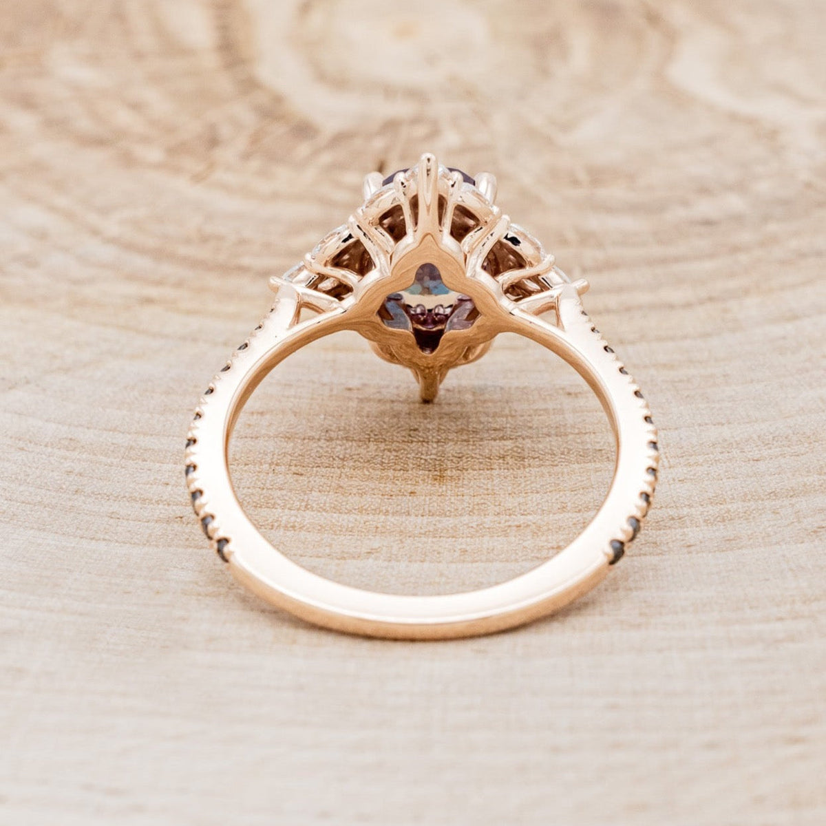 "North Star" - Lab-Grown Alexandrite Engagement Ring With Diamond Halo & Tracer