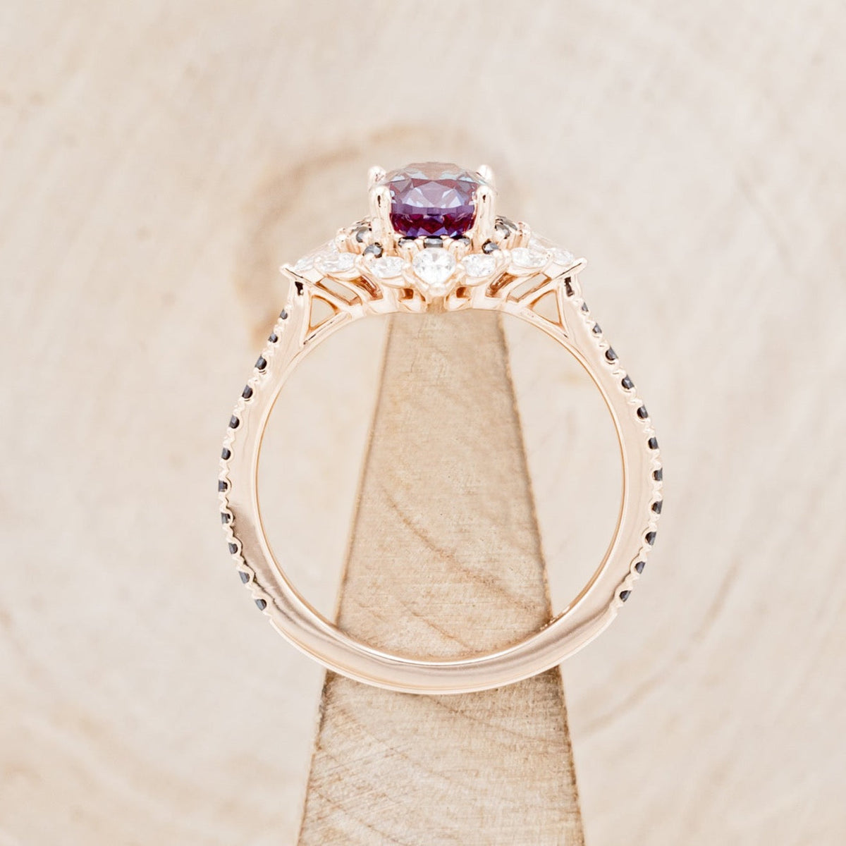 "North Star" - Lab-Grown Alexandrite Engagement Ring With Diamond Halo & Tracer