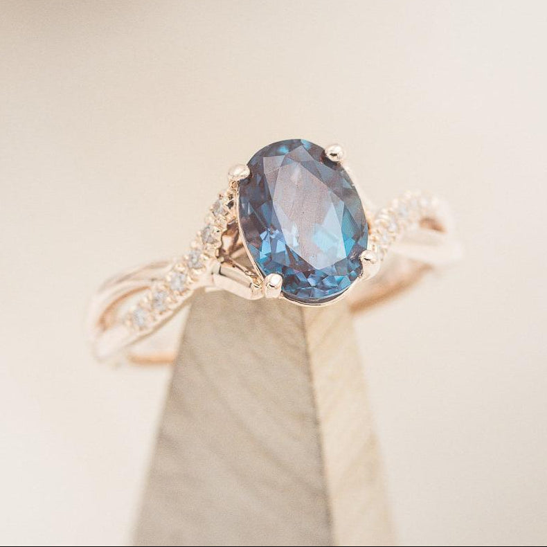 "Roslyn" - Lab-Grown Alexandrite Engagement Ring With Diamond Accents