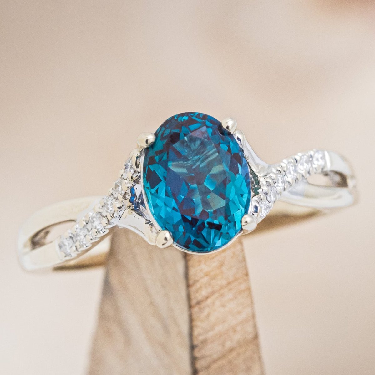 "Roslyn" - Lab-Grown Alexandrite Engagement Ring With Diamond Accents