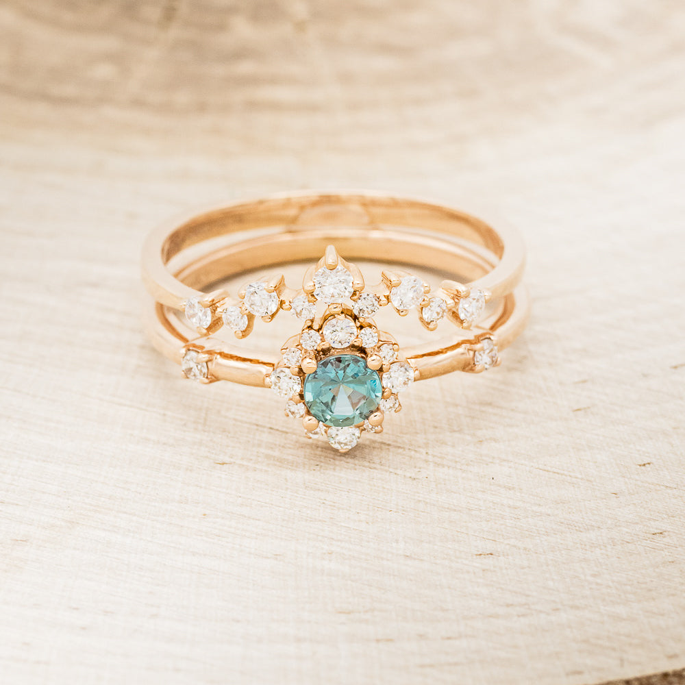 "Starla" - Round Cut Denim Montana Sapphire Starburst Engagement Ring