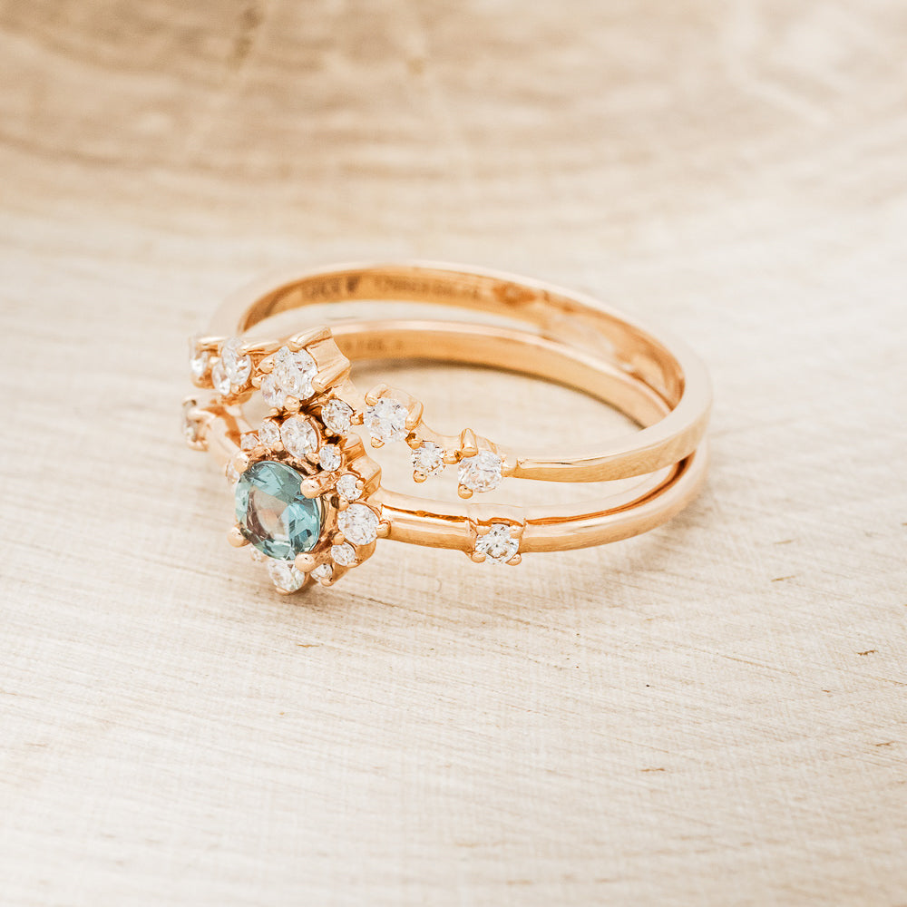"Starla" - Round Cut Denim Montana Sapphire Starburst Engagement Ring