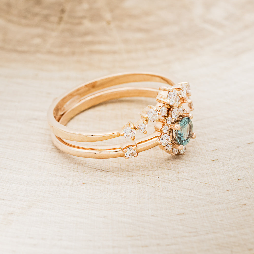 "Starla" - Round Cut Denim Montana Sapphire Starburst Engagement Ring