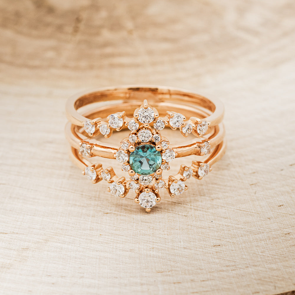 "Starla" - Round Cut Denim Montana Sapphire Starburst Engagement Ring