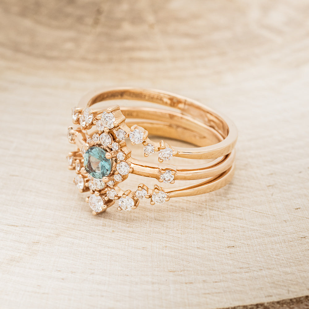 "Starla" - Round Cut Denim Montana Sapphire Starburst Engagement Ring