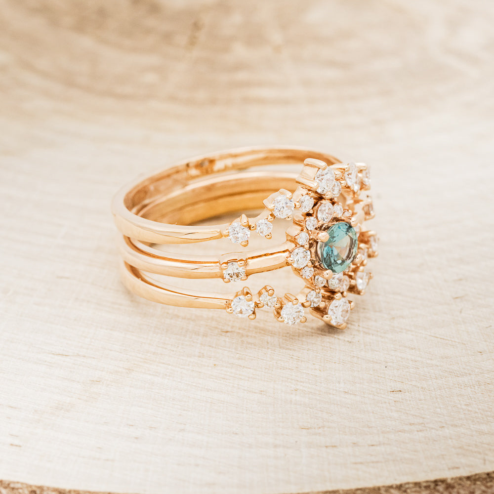 "Starla" - Round Cut Denim Montana Sapphire Starburst Engagement Ring