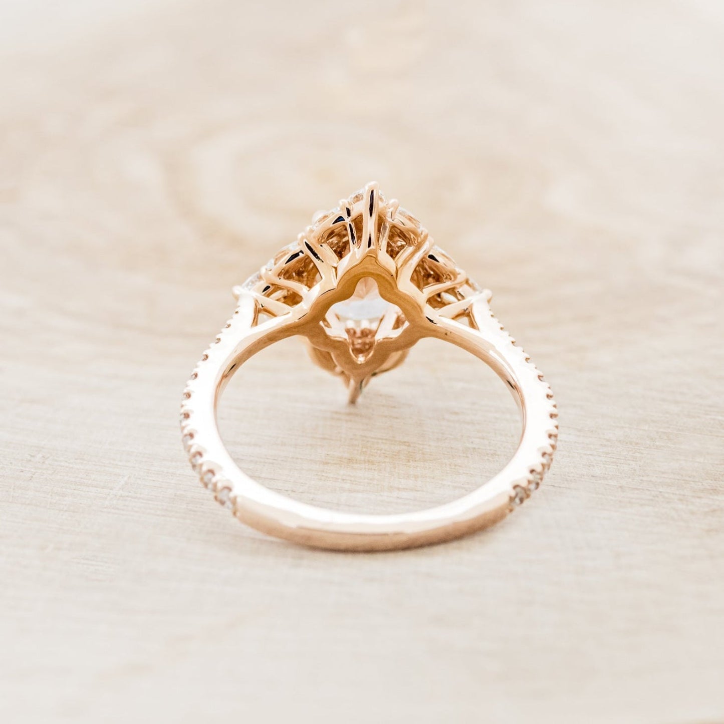 "North Star" - Oval Cut Morganite Engagement Ring With Diamond Halo & Accents