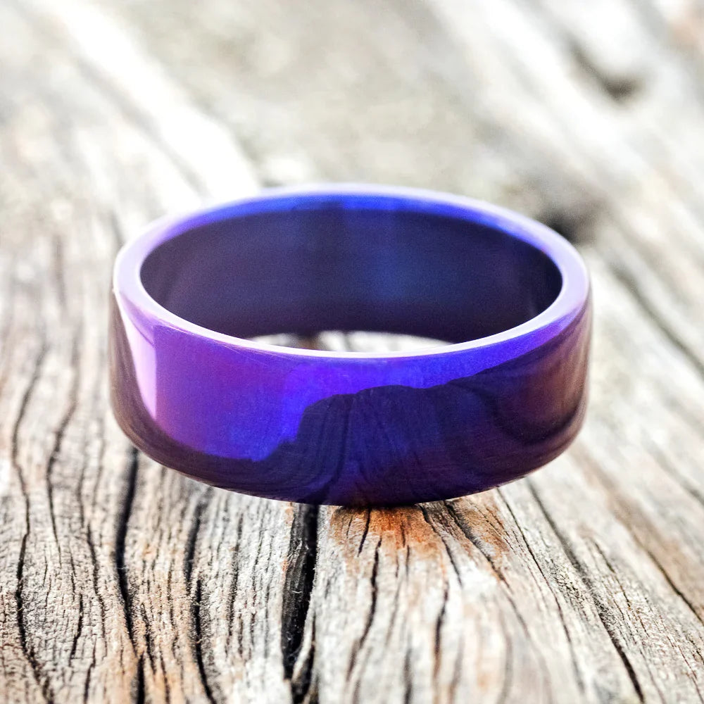 Fire-Treated Titanium Wedding Ring - Titanium (8mm) - Size 10 3/4