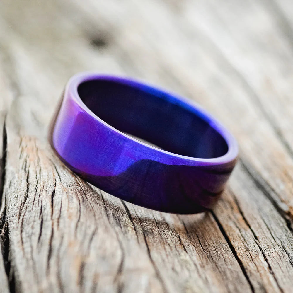 Fire-Treated Titanium Wedding Ring - Titanium (8mm) - Size 10 3/4