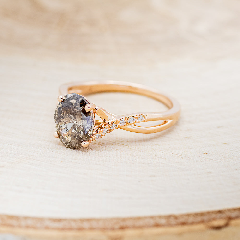 "Roslyn" - Salt & Pepper Diamond Engagement Ring With Diamond Accents