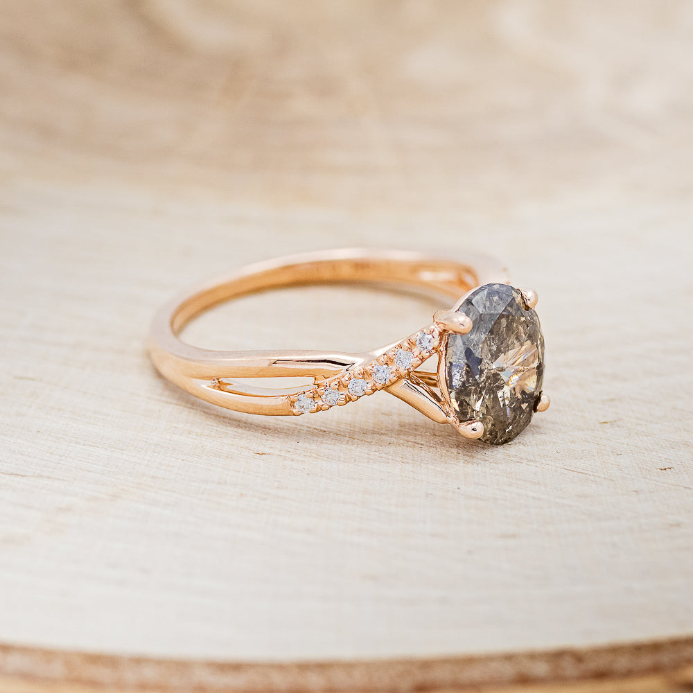 "Roslyn" - Salt & Pepper Diamond Engagement Ring With Diamond Accents