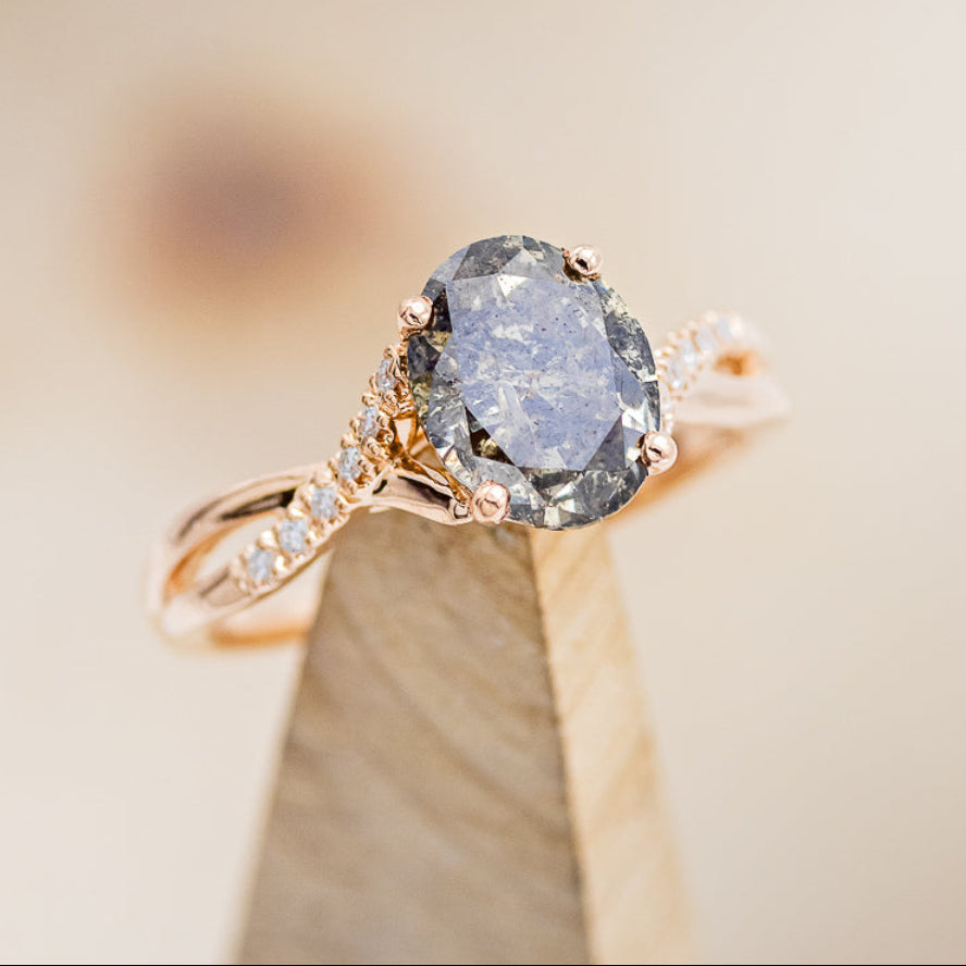 "Roslyn" - Salt & Pepper Diamond Engagement Ring With Diamond Accents