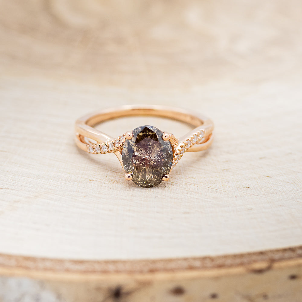 "Roslyn" - Salt & Pepper Diamond Engagement Ring With Diamond Accents