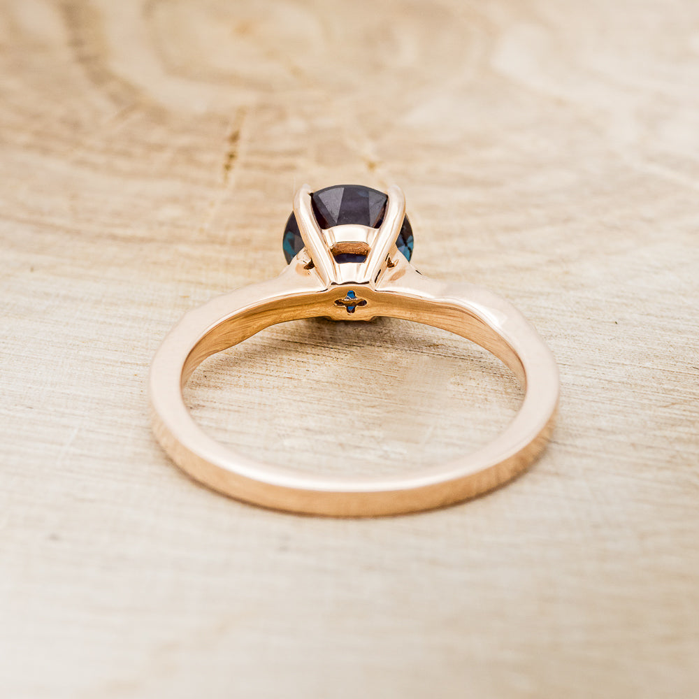 "Hope" - Lab-Grown Alexandrite Solitaire Engagement Ring With Feather Accents