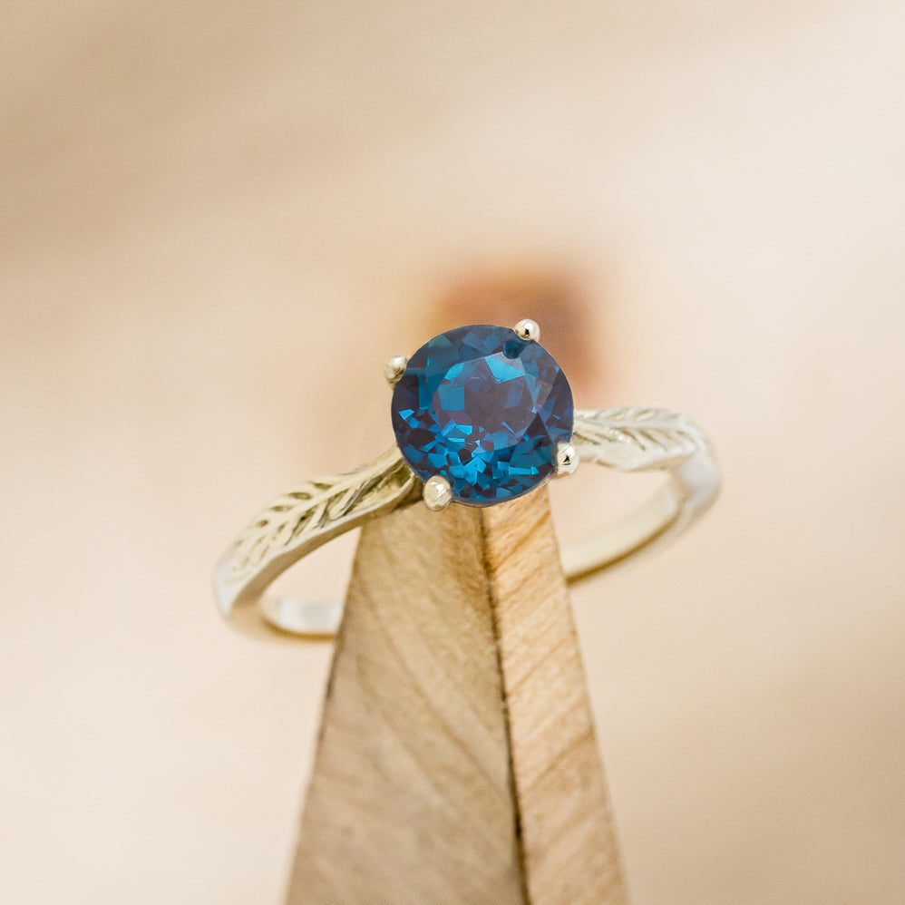 "Hope" - Lab-Grown Alexandrite Solitaire Engagement Ring With Feather Accents